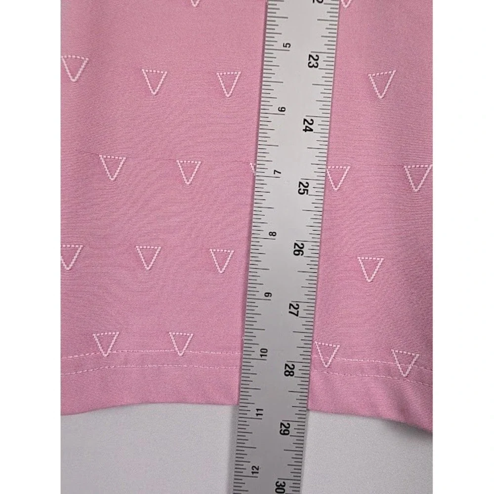Levelwear Golf Polo Shirt Mens M Pink Geometric Sun/Snowflake Logo Button Collar